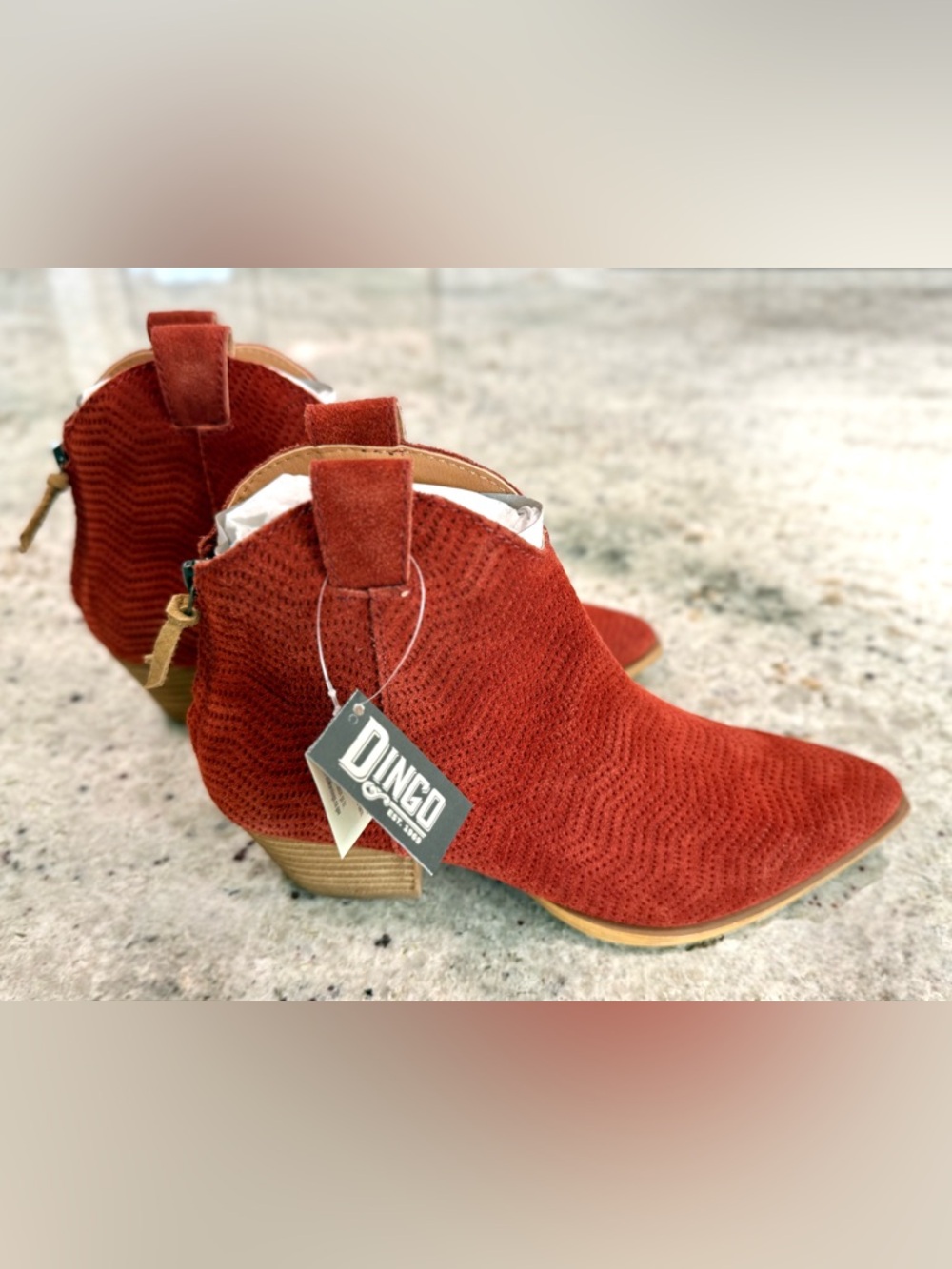 Dingo Western Perforated Suede Ankle Booties "NWT"